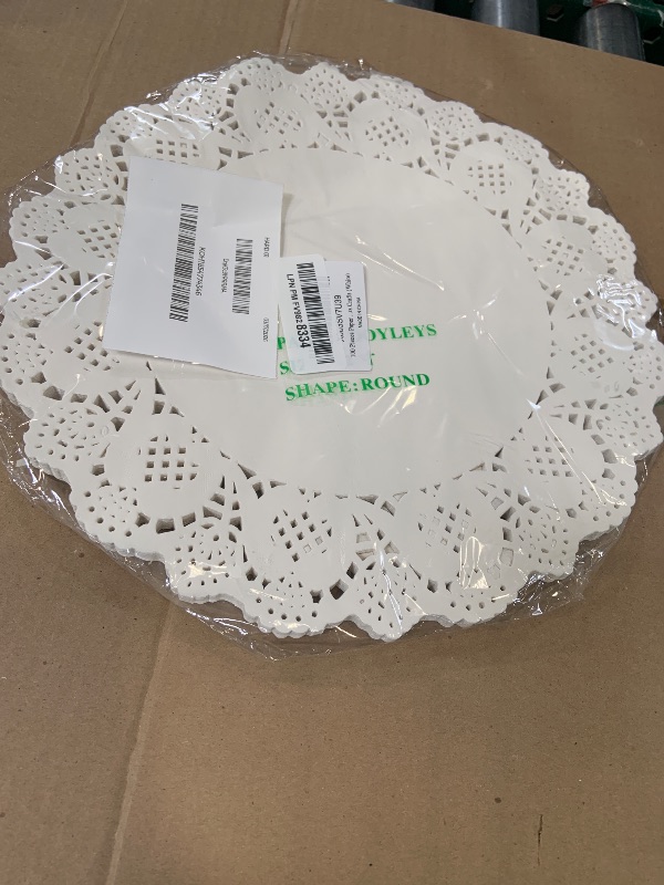 Photo 1 of 100 Pieces Paper Doilies, 12 Inch Doilies for Food, Disposable Lace Paper Doilies for Tables, Round Paper Placemats Bulk for Cakes Desserts Crafts (White)