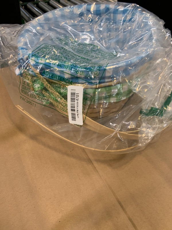 Photo 1 of 3 PCS Easter Bamboo Baskets with Plaid Lining and Handle Easter Bunny Gifts for Easter Egg Hunt, Kids Party Treats, Filling with Party Favors, Spring Party Favors, Outdoor Activity Prizes
