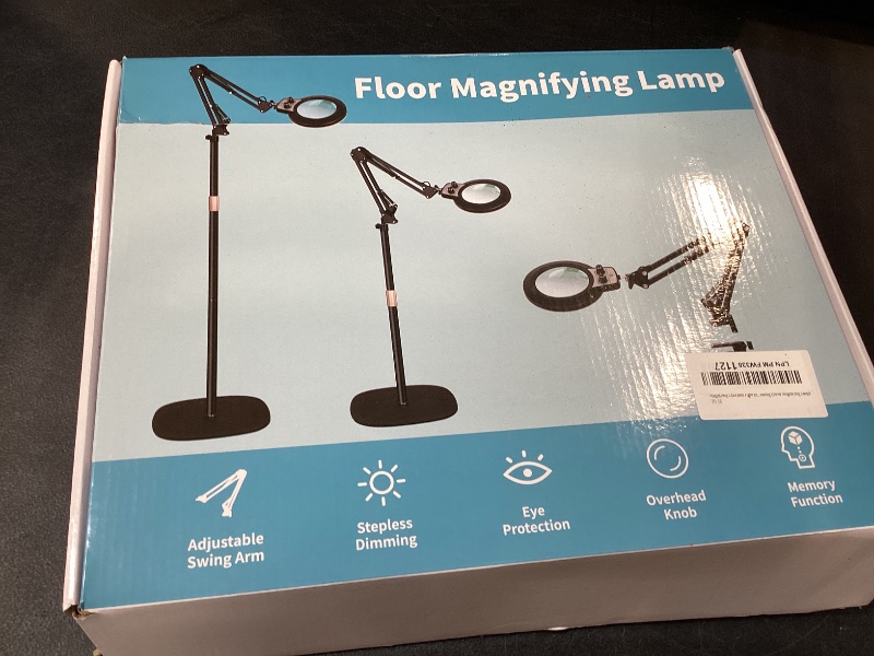 Photo 1 of 30X 12X Large Floor Magnifying Glass with Light and Stand, Floor Magnifying Lamp Adjustable Height,Infinite Color Dimmable, 4-in-1 Lighted Magnifier lamp for Close Work,Reading,Painting, Hobby?Black?