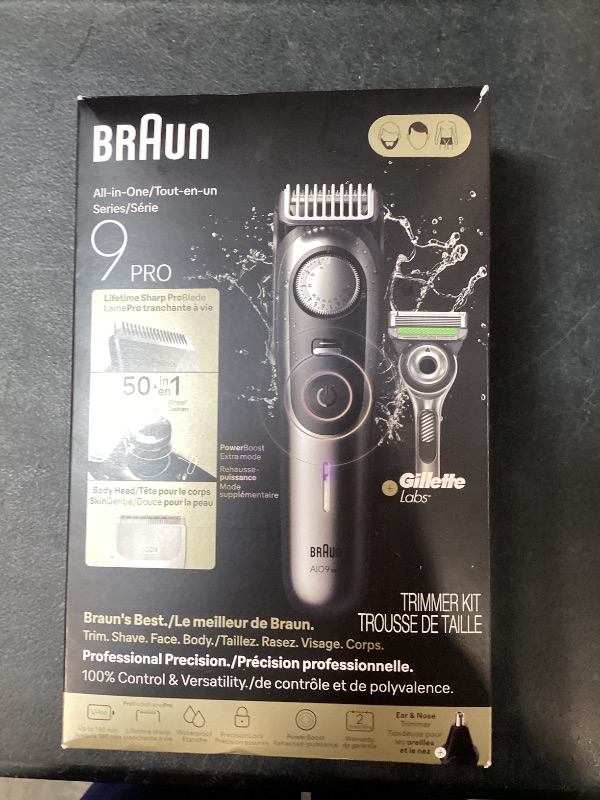 Photo 1 of Braun Series 9 PRO All-in-One Beard & Body Grooming Kit for Men, Cordless Trimmer, Hair Clippers & Shaver for Face, Hair & Body with Gillette Labs Razor, AIO 9550