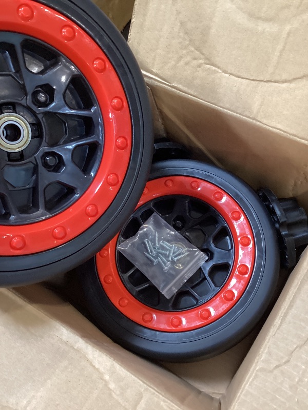 View 3 of 2 Pack 21CM/8.5'' PU Solid EVA Foam Tire for Power Wheels Go Kart Upgrade,1.2CM/0.47in Aperture Front/Rear Wheel for Car/SUV/UTV/ATV/Go Kart Replacement Parts,Free Coupler (8.5in tires)