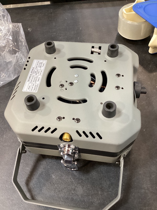 Photo 1 of 2-Burner Foldable Camping Stove with Griddle and Carrying Bag?16000 BTU Portable Propane Camp Stove with 2 Adjustable Burners & Piezo Ignition, for Camping, Home Backyard, Frying Turkey, Green