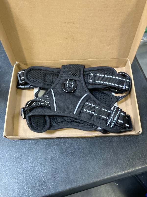 Photo 1 of PHOEPET No Pull Dog Harness Medium Reflective Front Clip Vest with Handle,Adjustable 2 Metal Rings 3 Buckles,[Easy to Put on & Take Off](M, Black)