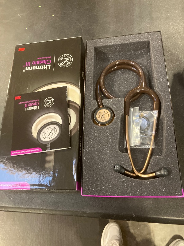 Photo 1 of 3M Littmann Classic III Monitoring Stethoscope, 5809, More Than 2X as Loud, Weighs Less, Stainless Steel Copper-Finish Chestpiece, 27" Chocolate Tube, Copper Stem and Headset