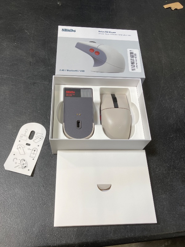 Photo 1 of 8BitDo Retro R8 Mouse with Charging Dock, PAW 3395 Optical Sensor DPI 26,000, Wireless Mouse with 4K Polling Rate, Programmable Buttons, and Kailh Sword GM X Micro Switches - N Edition