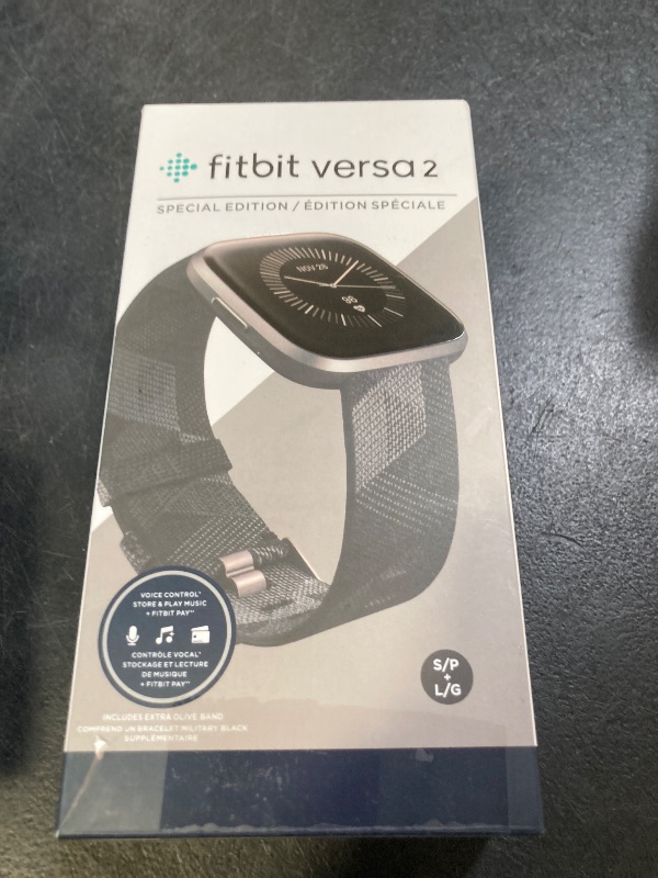 Photo 1 of Fitbit Versa 2 Special Edition Health and Fitness Smartwatch with Heart Rate, Music, Alexa Built-In, Sleep and Swim Tracking, Smoke Woven/Mist Grey, One Size (S and L Bands Included)