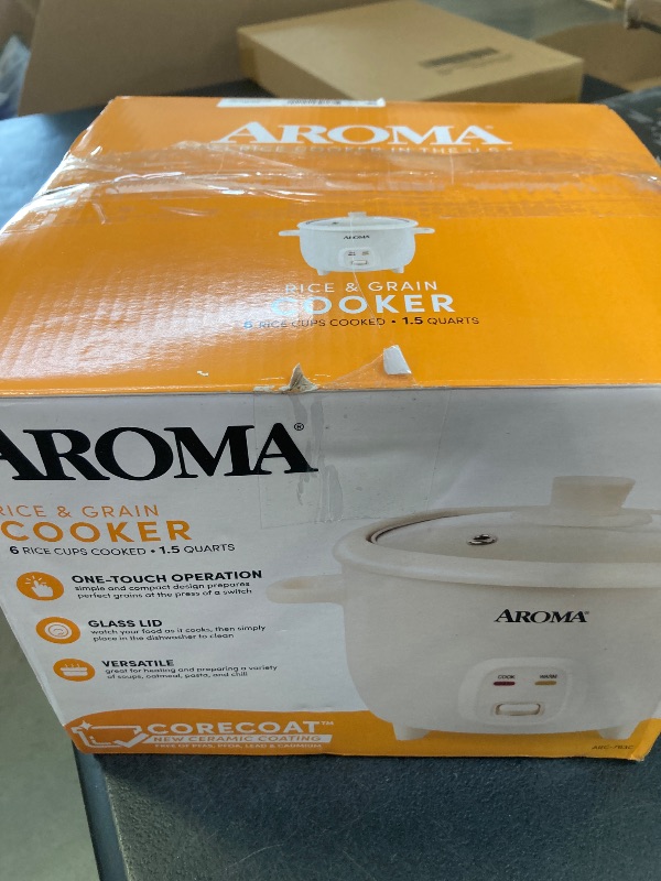 Photo 1 of AROMA CoreCoat Pot-Style Rice Cooker with One-Touch Control and Non-Stick Ceramic Coating (6 Cups Cooked, 3 Cups Uncooked)
