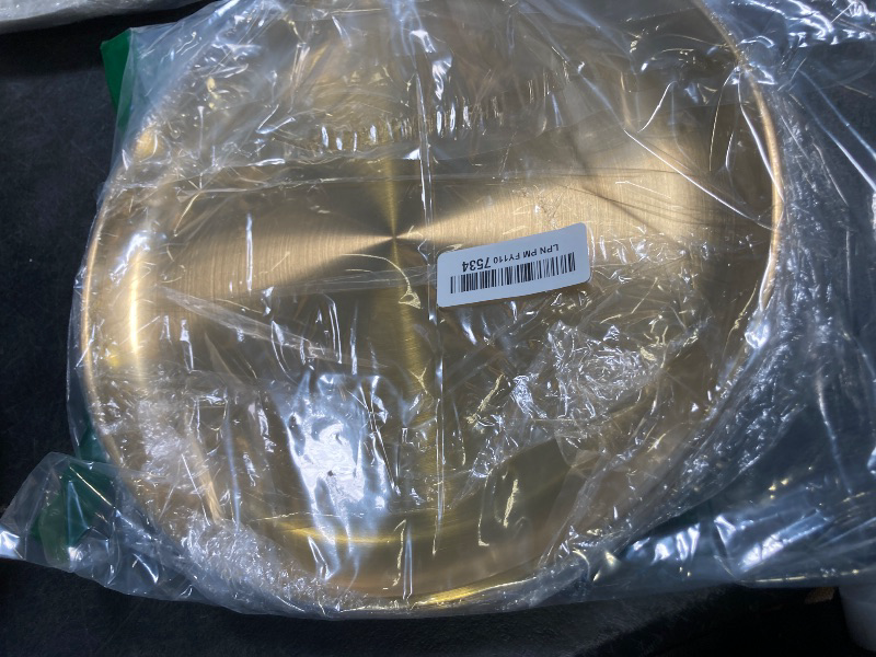 Photo 1 of Nuogo 6 Pack Gold Tray Decorative Serving Decorative Gold Jewelry Bar Jewelry Dish Key Bowl Mirror Dresser Vanity Tray Makeup Organizer for Bathroom Candle Perfume Countertop(12 Inch)