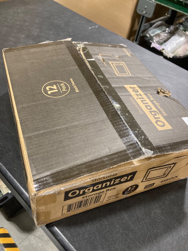 Photo 1 of 12 Pack Shoe Storage Bins, Clear Plastic Stackable Shoe Organizer for Closet, Space Saving Foldable Shoe Rack, Shoe Box Sneaker Holder Container, Black Frame