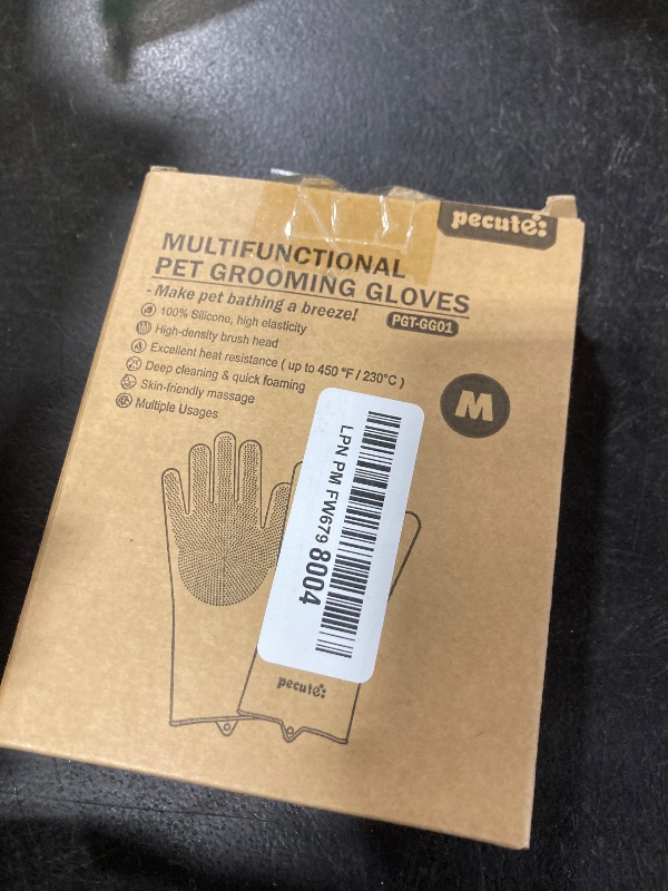 Photo 1 of Pecute Pet Grooming Gloves - Heat Resistant Silicone Gloves with High-Density Teeth, Enhanced Five Finger Design for Bathing and Massaging Dogs and Cats, Blue
