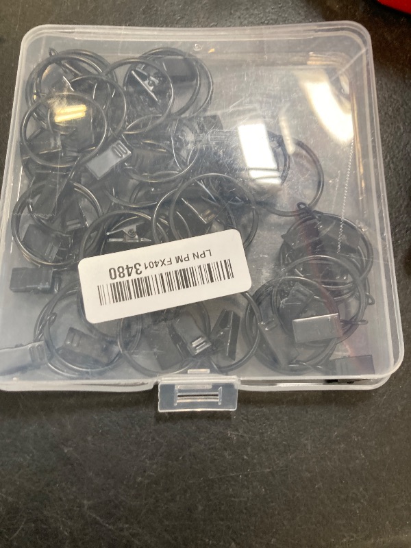 Photo 1 of 42 Pack Curtain Rings with Clips 1.26" Interior Diameter,Metal Drapery Ring with Clips Compatible with up to 1 inch Drapery Rod,Strong Vintage Decorative Rustproof Drapery Ring with Hooks(Black)