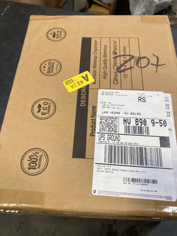 Photo 1 of LONTAI Bamboo Makeup Organizer with Drawers, Cosmetic Storage for Lipstick Organizer Beauty Holder Skincare Organizer for Dresser Vanity Bathroom Countertop, No Assembly Required (Natural)