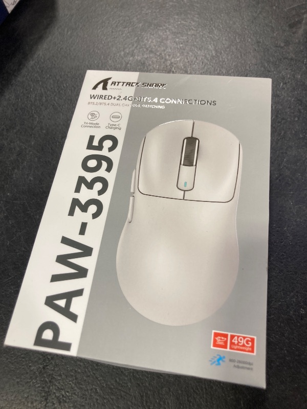 Photo 1 of ATTACK SHARK X3 Wireless Gaming Mouse, 49g Ergonomic Computer Mouse, Triple Modes PAW3395 26K DPI Optical Sensor, 200h Battery Life, Programmable Buttons, Gaming Accessories for PC/Laptop/Mac (Purple)