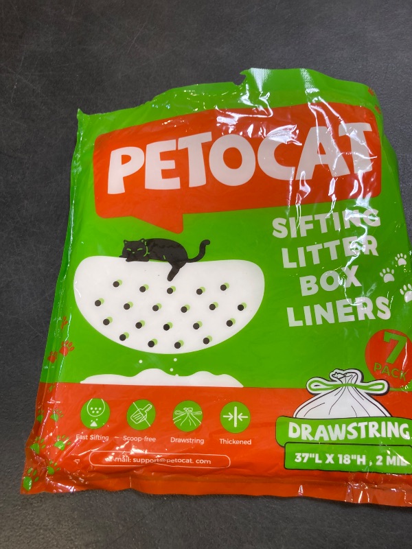 Photo 1 of Sifting litter bags with 7-Day Litter System, Heavy Duty Thickened litter liners, 37x18 Inch (7 Pack) For Most Litter Boxes and Cat Supplies