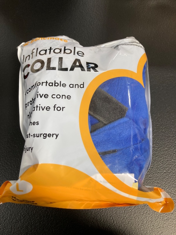 Photo 1 of BENCMATE Inflatable Dog Cone Collar Alternative, Soft Dog Cone for Small Medium Large Dogs and Cats, Neck Recovery ECollar Donut Collar After Surgery (Large, Blue)