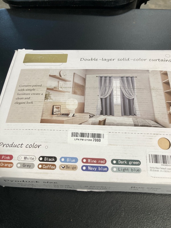 Photo 1 of Anytime Home Curtains Blackout and Sheer Layered Solid Window Curtain Panel Pair with Grommet Top, 52Wx84L,Beige