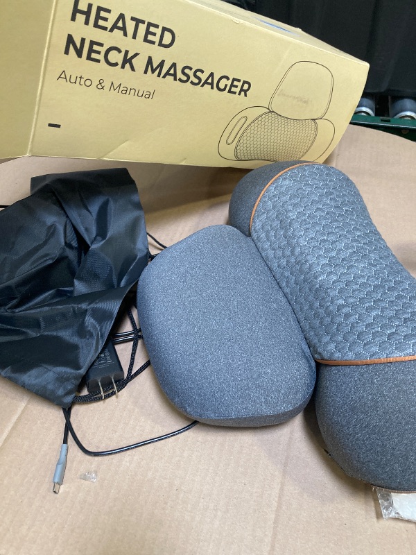 Photo 1 of 3-in-1 Neck Massager for Pain Relief Deep Tissue with Heat, Portable Memory Foam Cervical Massager Pillow with Traction for Neck Hump Comfort & Shoulder Relaxation at Home/Office/Travel (Corded)