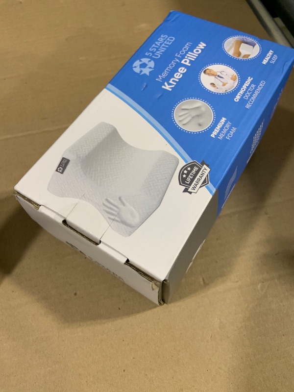 Photo 1 of 5 STARS UNITED Knee Pillow for Side Sleepers - Hip Pain Relief, Memory Foam Leg Cushion for Side Sleeping - Between Legs Pillow for Sciatica & Lower Back Pain, White