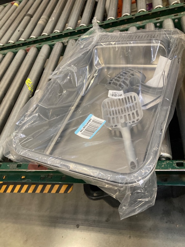 Photo 1 of 2 Pack Stainless Steel Cat Litter Box with Lid, Large Metal Litter Pan for Adult Cats, Multi-Cats, High Sides with Anti-Leakage Enclosure, Easy Cleaning, Non-Stick, Anti-Scratch,Include Scoop