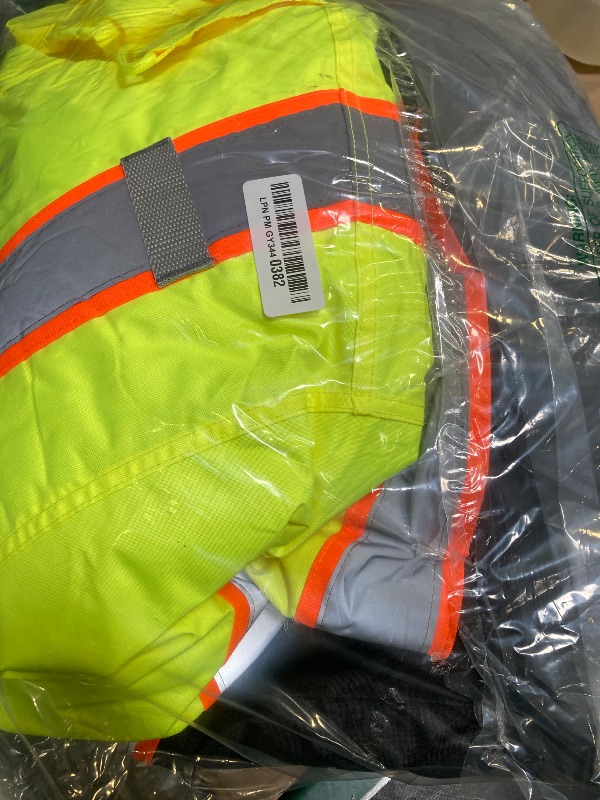 Photo 1 of TICONN Waterproof Safety Bomber Jacket, Winter Rain Jacket Hi Vis Reflective, ANSI Class 3 Work Rain Coat (Yellow&Black, 2XL)