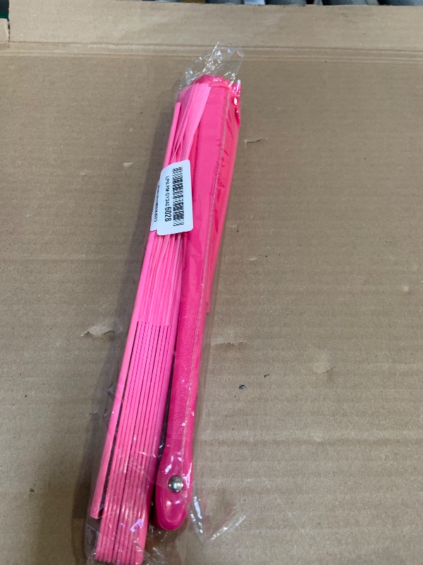Photo 1 of QIRMIZI 2 PCS Large Rave Fans Clack Fans Popping Line Dancing Fans Boots On The Ground Fans, Hand Folding Fans for Halloween, Burlesque, Rainbow Outfits,Gift,Deep Pink,Pink