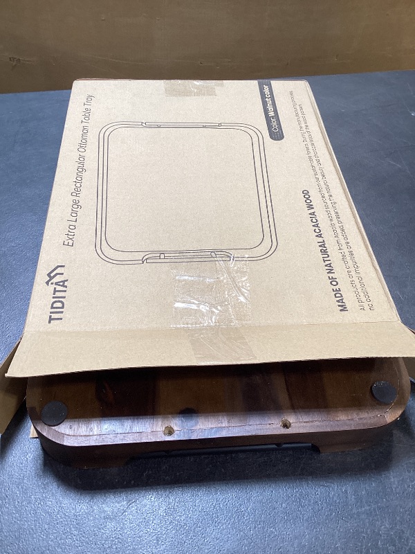 Photo 1 of TIDITA Ottoman Tray for Living Room – 17"x13" Rectangle Serving Tray with Handles – Acacia Wooden Tray for Coffee Table, Living Room, Breakfast in Bed – Decorative Trays for Ottoman (Walnut Color)