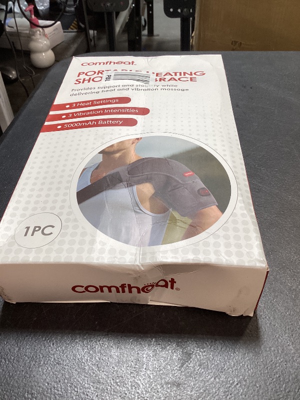 Photo 1 of comfheat Cordless Shoulder Heating Pad with Vibration Massage for Frozen Shoulder Rotator Cuff Pain Relief, 5000mAh Battery Powered Heated Shoulder Brace Wrap, 1-3H Hot Compress for Men & Women