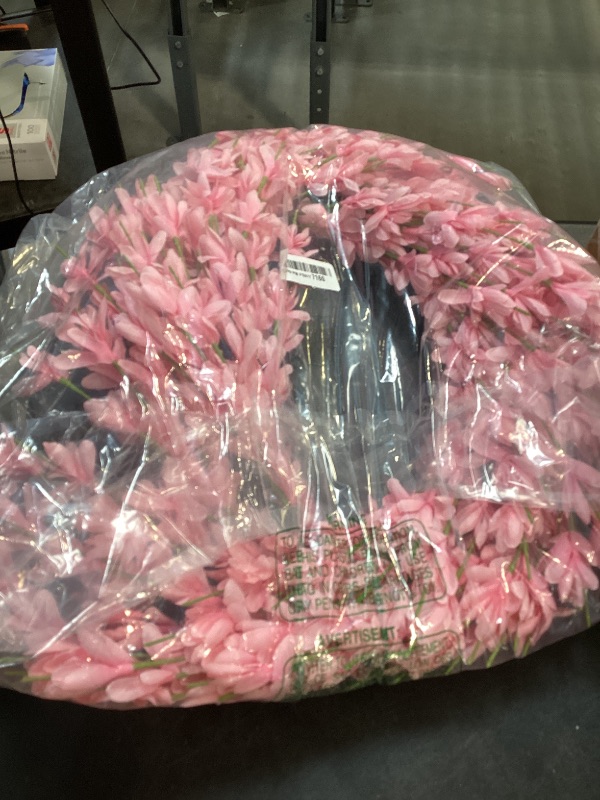 Photo 1 of 26 Inch Spring Wreaths for Front Door Large Valentines Spring Door Wreath Easter Wild Floral Summer Wreaths Outside All Season for Farmhouse Porch Wall Wedding Living Room Home Decor(Pink)