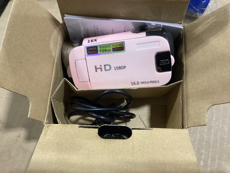 Photo 1 of 1080P Video Camera, 16MP Camcorder, 16X Digital Zoom, Vlogging Camera with Fill Light, 1/4 Inch Thread Hole, 2.4 Inch Rotatable Screen, USB Recorder (-2214230150514)