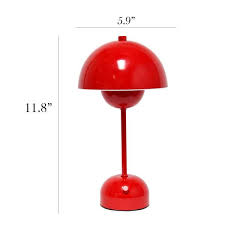 Photo 1 of 11.8 in. Portable Mushroom Task and Reading Dimming LED Touch Stick Lamp for Office, Living Room, Entryway, Bedroom, Red