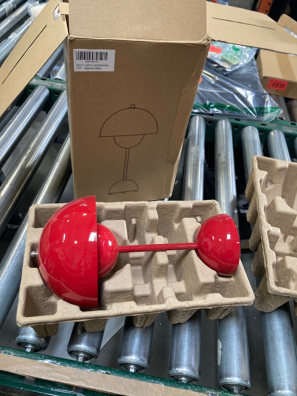 Photo 1 of 11.8 in. Portable Mushroom Task and Reading Dimming LED Touch Stick Lamp for Office, Living Room, Entryway, Bedroom, Red