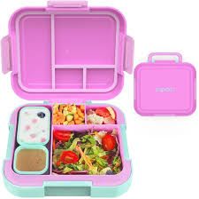 Photo 1 of Caperci Bento Box for Kids - Large 4.8 Cups Lunch Box with Two Modular Containers - 4 Compartments, Leak-Proof, Portable Handle, Microwave/Dishwasher Safe, BPA-Free (Orchid/Light Cyan)