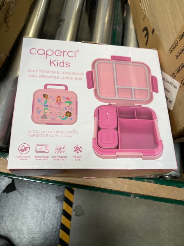 Photo 1 of Caperci Bento Box for Kids - Large 4.8 Cups Lunch Box with Two Modular Containers - 4 Compartments, Leak-Proof, Portable Handle, Microwave/Dishwasher Safe, BPA-Free (Orchid/Light Cyan)