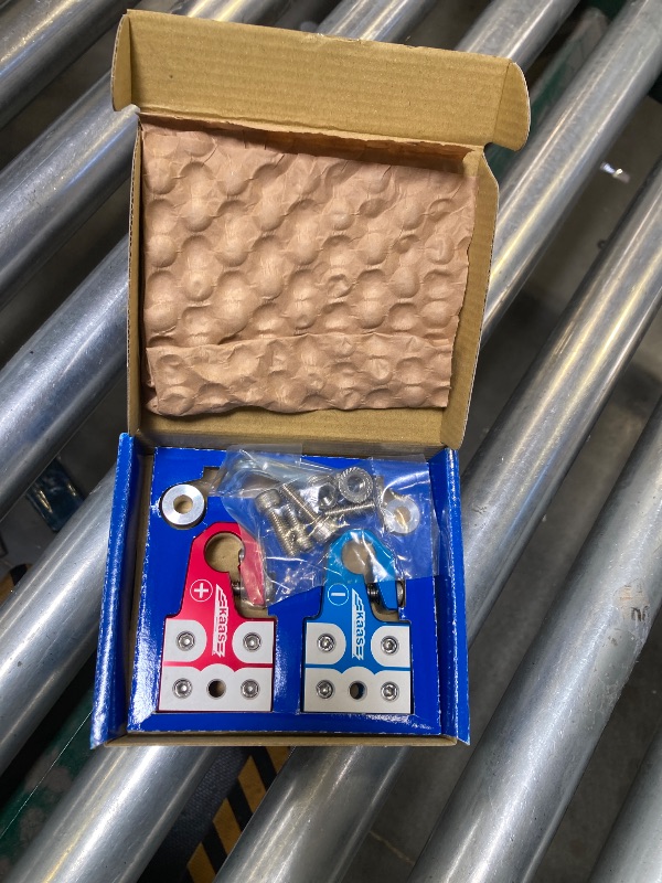 Photo 1 of Kaas Lead Acid Battery Terminal Clamps, Positive and Negative Set, for SAE/DIN/EN Tapered Top Post, 4-Way Connectors, Compatible with 8AWG to 4/0 AWG, Includes OEM Top Post Adapter