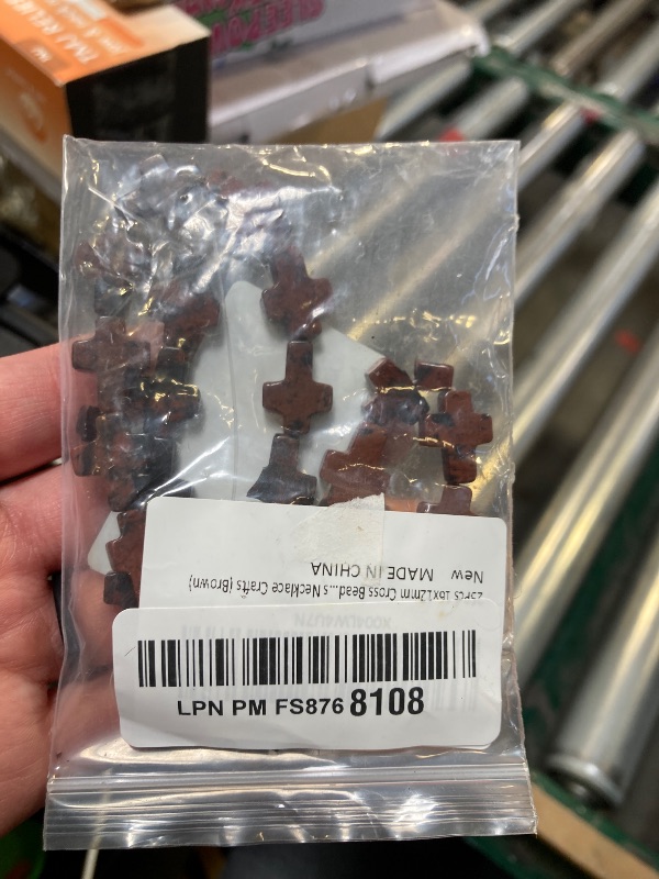 Photo 1 of 25Pcs 16x12mm Cross Beads for Bracelets Jewelry Making, Colorful Natural Stone Crystal Opal Loose Shape Strands Charm Small Assortments Accessories Bulk for DIY Pendants Necklace Crafts (Brown)