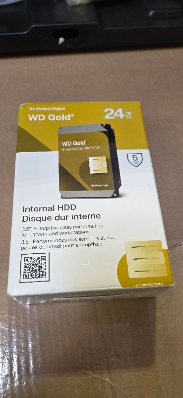 Photo 1 of Western Digital 24TB WD Gold Enterprise Class SATA Internal Hard Drive HDD - 7200 RPM, SATA 6 Gb/s, 512 MB Cache, 3.5" - WD242KRYZ
