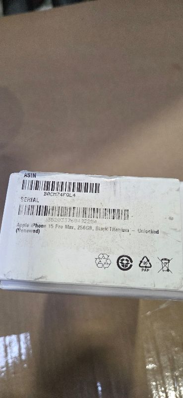 Photo 1 of Apple iPhone 15 Pro Max, 256GB, Black Titanium - Unlocked (Renewed)