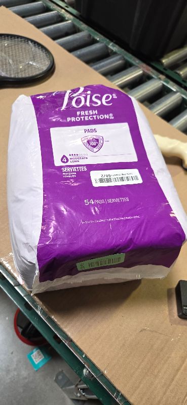 Photo 1 of Poise Incontinence & Postpartum Pads for Bladder Leaks, 4 Drop Moderate Absorbency, Long Length, 108 Count, Packaging May Vary