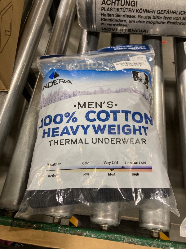 Photo 1 of Indera Men's Heavyweight Cotton Waffle Long Johns Thermal Underwear Bottom, Black, Large