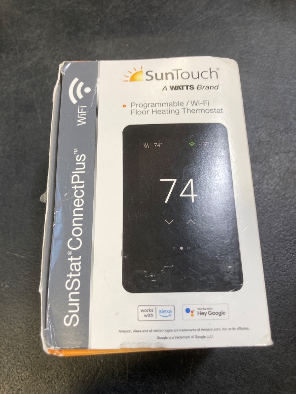 Photo 1 of SunTouch SunStat ConnectPlus Touchscreen Programmable Smart Voice-Activated Wi-Fi Thermostat for Electric Floor Heating Systems, 4.3" Screen, Floor and Air Sensing Control, Remote Access
