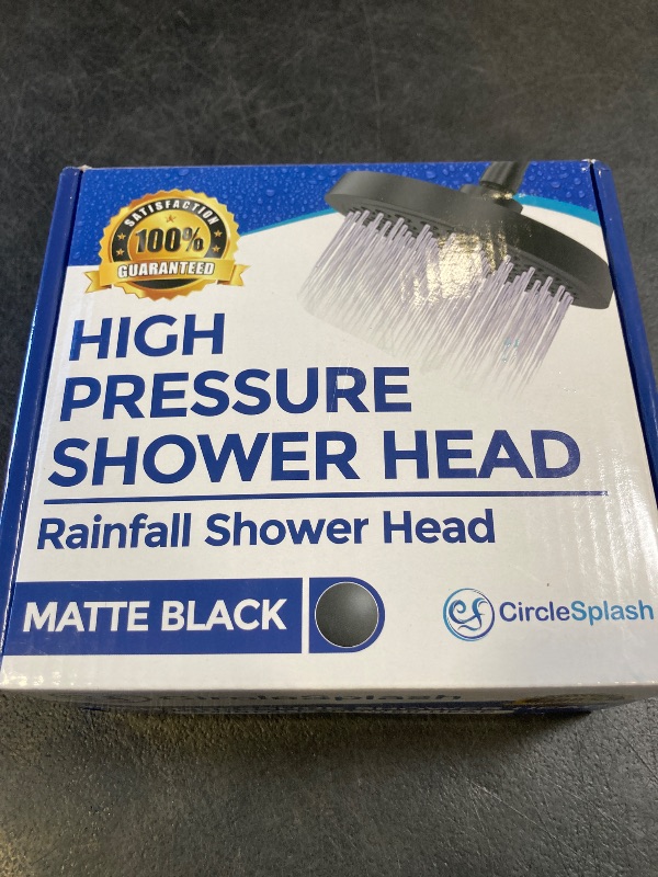Photo 1 of High Pressure Shower Head - Anti-Clogging Silicone Nozzles - 2.5 GPM Removable Restrictor - Easy to Clean Adjustable Replacement - easy to install with Plumbers Tape - 6 inch - Matte Black Finish