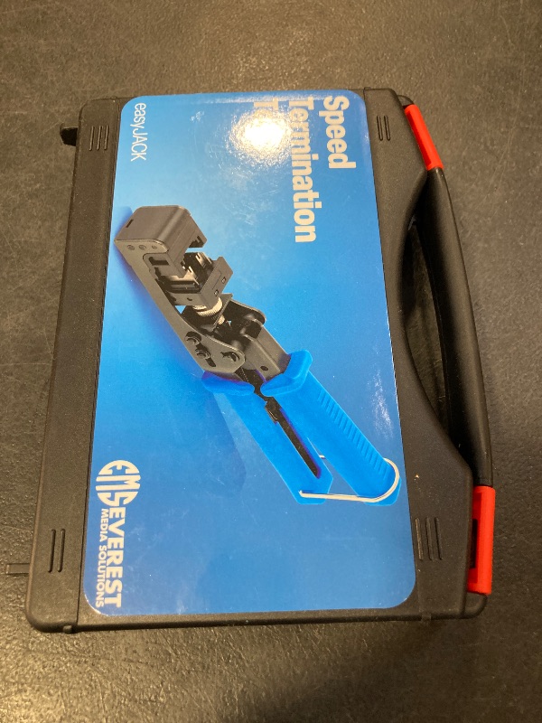 Photo 1 of Everest easyJACK - 90° Angled Speed Termination Keystone Tool Set - with 20-Pack of RJ45 Slim Profile Cat6 Keystone Jacks (10 Blue & 10 White) - Time Saver Network Cat6 Punchdown Tool