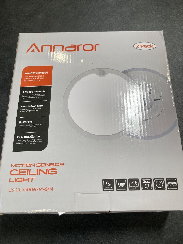 Photo 1 of Annaror 2Pack Motion Sensor Ceiling Light with Remote, Night Light 2000K, 8.7 Inch Wired Flush Mount 3000K/4000K/5000K, 1800LM Dimmable Motion Sensor Light Indoor for Closet Hallway Stairs White