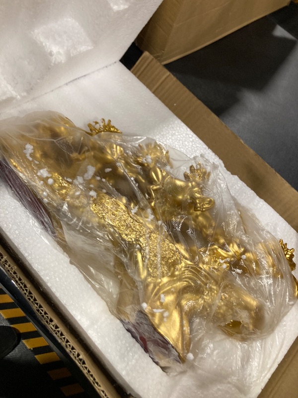 Photo 1 of Chinese Feng Shui Horses Statue Sculpture - Resin Running Horse Figurines Home Office Decoration Tabletop Decor Ornaments for Wealth and Success Good Lucky Gifts Gold