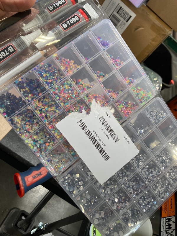 Photo 1 of 2 Boxes Rhinestones for Bedazzling Kits, Multicolor 3mm & Silver Clear 2/3/4/5/6mm Resin Flatback Gems for Diamond Art, Bedazzler Kit with 3Pcs 10ml B7000 Jewelry Glue for DIY Crafting Crafts Decor