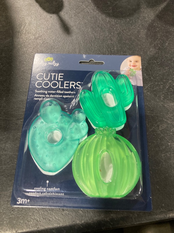 Photo 1 of Itzy Ritzy Water-Filled Teethers - Cold Cutie Coolers Textured On Both Sides to Massage Sore Gums & Emerging Teeth - Can Be Chilled in Refrigerator, Set of 3 Green Cactus Water Teethers