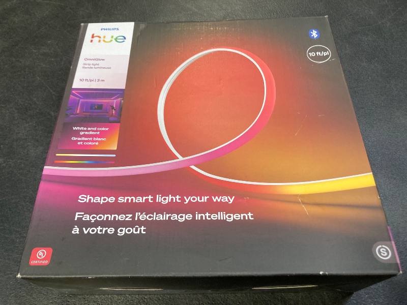 Photo 1 of Philips Hue OmniGlow 9.8-Foot Micro LED Strip Light, 2700 lm, Vibrant Color and Ambiance, Flexible Indoor Lighting, Uniform Light, Cuttable, App and Voice Control