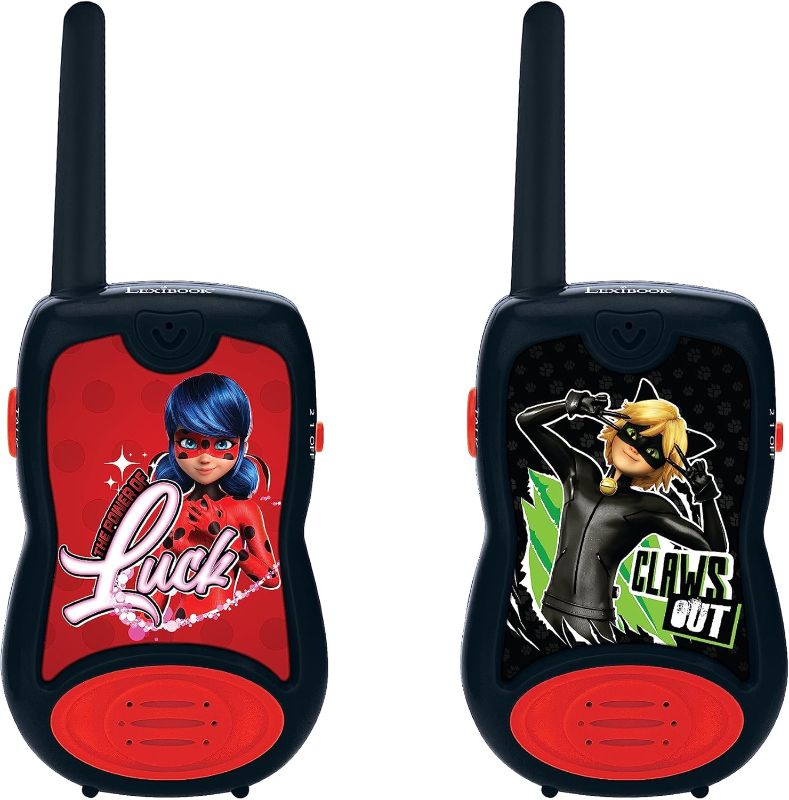 Photo 1 of Lexibook, Miraculous, Walkie Talkies, 200m, Communication Set for Kids, 2 Communication Channels, Belt Clip, Black/Red, TW12M