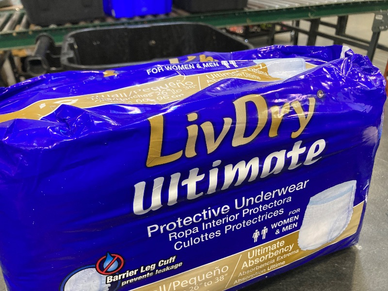 Photo 1 of LivDry Ultimate Adult Incontinence Underwear, High Absorbency, Leak Cuff Protection, Small, 18-Pack