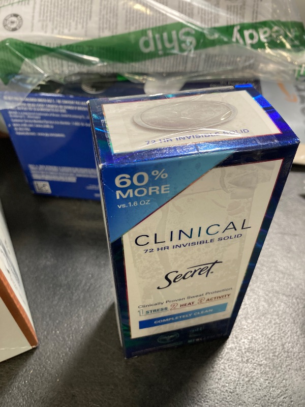 Photo 1 of Secret Clinical Strength Antiperspirant Deodorant for Women, 100hr Sweat & Odor Protection, 3X Stress Protection with Hyaluronic Acid, PH Balanced, Invisible Solid, Completely Clean Scent, 2.6 oz